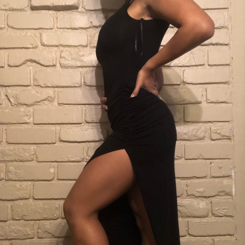 Ruched Maxi dress with slit